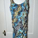VTG Signature by Sangria Y2K Ruched Snake Satin Teal Blue Sleeveless Dress 10 Photo 0