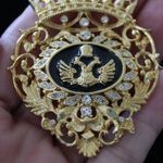 Rare Vintage Gold Phoenix Brooch with Eagle and Crystals Photo 0