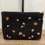 ✨Shiraleah Black Corduroy Cosmetic Bag with Floral Embroidery 🌼 Photo 3