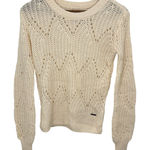 Abercrombie & Fitch Cream Open Knit Sweater Crochet Lace Detail Size XS Delicate Photo 0