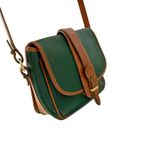 Dooney & Bourke Vintage Saddlebag Leather Shoulder Bag Green Photo 3