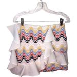 Tularosa Hannah Ruffle Trim Skirt in Rainbow Zigzag XS EUC Photo 4