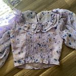 Forever 21 Floral Ruffled Feminine Cropped LS Sheer Top Purple small NWOT Photo 2