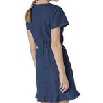 J Crew Chambray Short Sleeve Ruffle Hem Faux Wrap Dress L0545 Dark Blue Size XS Photo 1