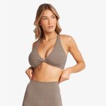 CSB sierra fade crop top sports bra criss cross open back thin straps latte Tan Size XS Photo 5