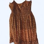 No Comment Peach Floral Spaghetti Strap Ruffle Sun Dress L Photo 1