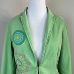 Desigual  Blazer Jacket Womens 6 Green Artsy Graphic Stencil Patch 100%‎ Cotton Photo 1