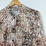 Chico's Chico’s Tan Peach Animal Print Snap Front 3/4 Sleeve Shirt Jacket Photo 2