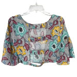 BCBGeneration Crop Top Short Sleeves Open Back Floral Print Photo 2