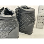 Madden Girl Womans Baaxter Size 8 Black Zip Up Lace Up Quilted Wedge Ankle Boots Photo 3