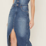 Wrangler The Denim Dress racerback buttons snap midi blue sz S Photo 0