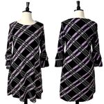 Ronni Nicole  Ruffle Sleeve Shift Dress Purple Plum Plaid Women's Size XL Photo 11