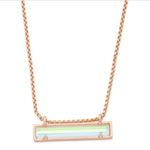 Kendra Scott Leanor Rose Gold Chain Dichroic Glass Rainbow Bar Pendant Necklace Photo 1