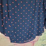 Splendid  NAVY BELL SLEEVE SPLIT NECK PINK POLKA DOT FLOWY POPOVER BLOUSE M Photo 8