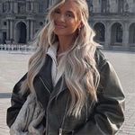 ZARA Molly Mae Cropped Faux Leather Moto Jacket Charcoal Size S Photo 3