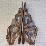 Gap Size 8 Strappy Leather Flat Ankle Wrap Sandals Neutral Tan Nude Snake Photo 8