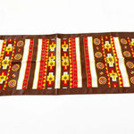 Vintage Rectangle Scarf Made‎ in Japan Brown Orange Yellow 70s Aztec Headscarf Photo 2