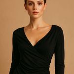 Grace Elements  Black Long Sleeve Ruched Top Size Large Photo 0