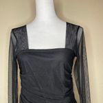 Boohoo Booohoo Black Square Neck Ruched Mesh Bodycon Dress Sexy Coctail Party Sz 12 Photo 5