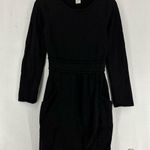 Design History  Long Sleeve Mini Pocket Sweater Dress 100% Wool Small Black Photo 0