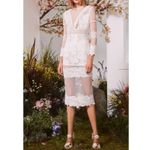 Alexis  Elize‎ White Lace Midi Dress Long Sleeve Size Medium Bridal Photo 5