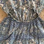 Free People Washed Blue Silver Sun Floral Blouson Open Back Dress Sz S Summer Photo 8