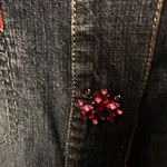 Chico's Lightweight Denim Jacket with removable Floral rhinestone Buttons Sz 12 L Photo 3