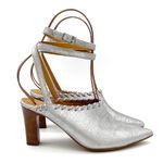 Sundance  Jacinda Shoes Metallic Silver Ankle Wrap Heels Women’s Size 36 | US 6 Photo 7