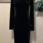 Eloquent Drama Black Velvet Mock Neck Midi Dress Size L Photo 0