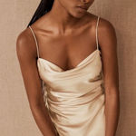 Sachin + Babi NWT Winter Slip Dress in Gold Size 8 Satin Tie Back Photo 0