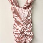 superdown  Aurora Satin Ruched Off Shoulder Corset Mini Dress Blush Womens Size M Photo 2