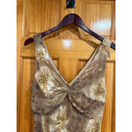 Vintage Morrell Maxie Beaded Silk Blend Brown Gold Cocktail Evening Dress 14 Photo 2