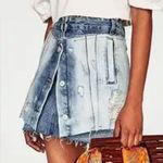 ZARA Women’s TRX IX’D Blogger Fave Distressed Denim Double Layer Mini Skirt Photo 3