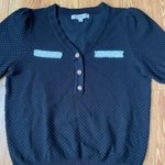 Nanette Lepore Nanette Lenore vneck short sleeve chic pearl sweater Size M Retail $ 79 Photo 2