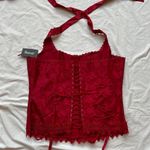 Frederick's of Hollywood NWt (new with tags) frederick’s of hollywood red fully adjustable paisley satin floral corset Photo 1
