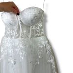 Lulus NWT Marvelously Lovely White Tulle 3D Embroidered Strapless Mini Dress Photo 4