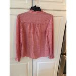 Loft Red White Gingham Ruffle Collar Button Up Shirt Women's Size Small Photo 4