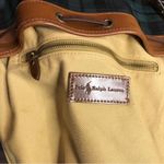 Ralph Lauren Black Watch Plaid LRG Leather Canvas Drawstring Bucket Shoulder Bag Photo 9