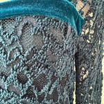 Free People  Teal Lace Velvet Trim Long Sleeve Mini Dress M Photo 5