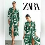 ZARA  green and cream tiered button front maxi dress size small Photo 6