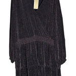 Michael Kors Metallic Tiered Dress NWT Size 3X Glam NYE Party Black Gold Photo 0