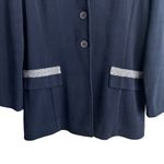 PAUL STUART Blazer Womens 46 / 8 NAVY linen Blend Knit Jacket Career Sequin Trim Blue Photo 2