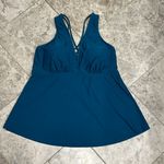 Swimsuits For All Cross Back Flowy Solid Tankini Swim Top NEW Size 14 Blue Photo 9