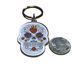 Unbranded Day of the Dead Sugar Skull Keychain One Size White Multi Photo 2