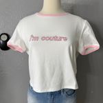 Dolls Kill  High Class Persona Baby Tee Im Couture, White/Pink, XXL Photo 0