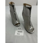 Qupid Womans Stiletto Ankle Boots 8.5 Silver Metallic Back Zip Peep Toe Photo 1