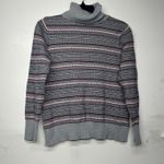 L.L. Bean Sweater Women Large Multi Stripe Knit Long Sleeve Turtle Neck Pullover Photo 0