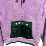 Champion Sweatshirt Sz XS Purple Green Hoodie Sherpa Half Zip UO Exclusive Photo 3