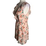 Everly Sleeveless Chiffon Mini Dress S Pink Elastic Waist Lined Low Back V Neck Photo 2