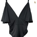 Lulus Slay It With Me Black Off Shoulder Bodysuit XS Flutter Sleeve Sexy Chic Photo 7